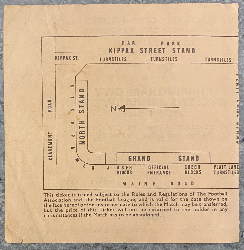 1972/73 ORIGINAL DIVISION 1 TICKET MANCHESTER CITY V BIRMINGHAM CITY