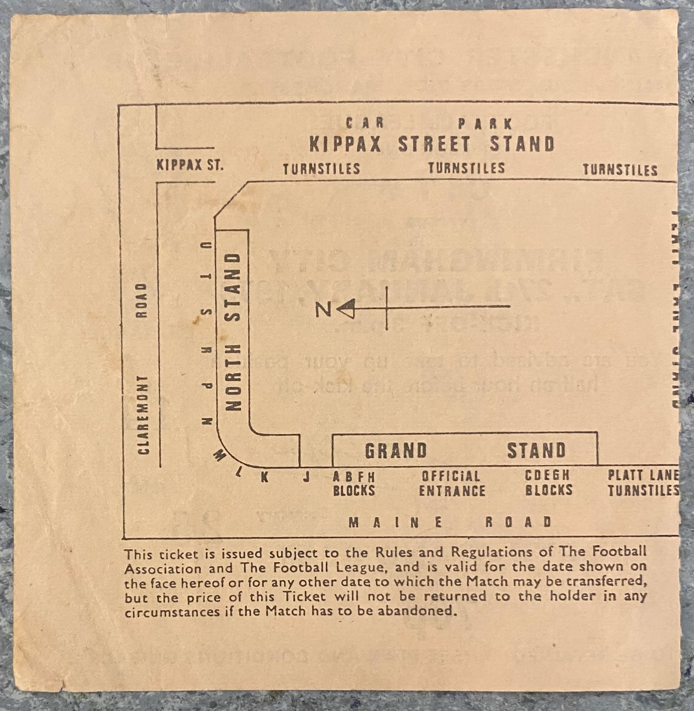 1972/73 ORIGINAL DIVISION 1 TICKET MANCHESTER CITY V BIRMINGHAM CITY