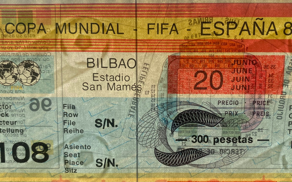 1982 ORIGINAL WORLD CUP 1ST ROUND TICKET ENGLAND V CZECHOSLOVAKIA @ BILBAO