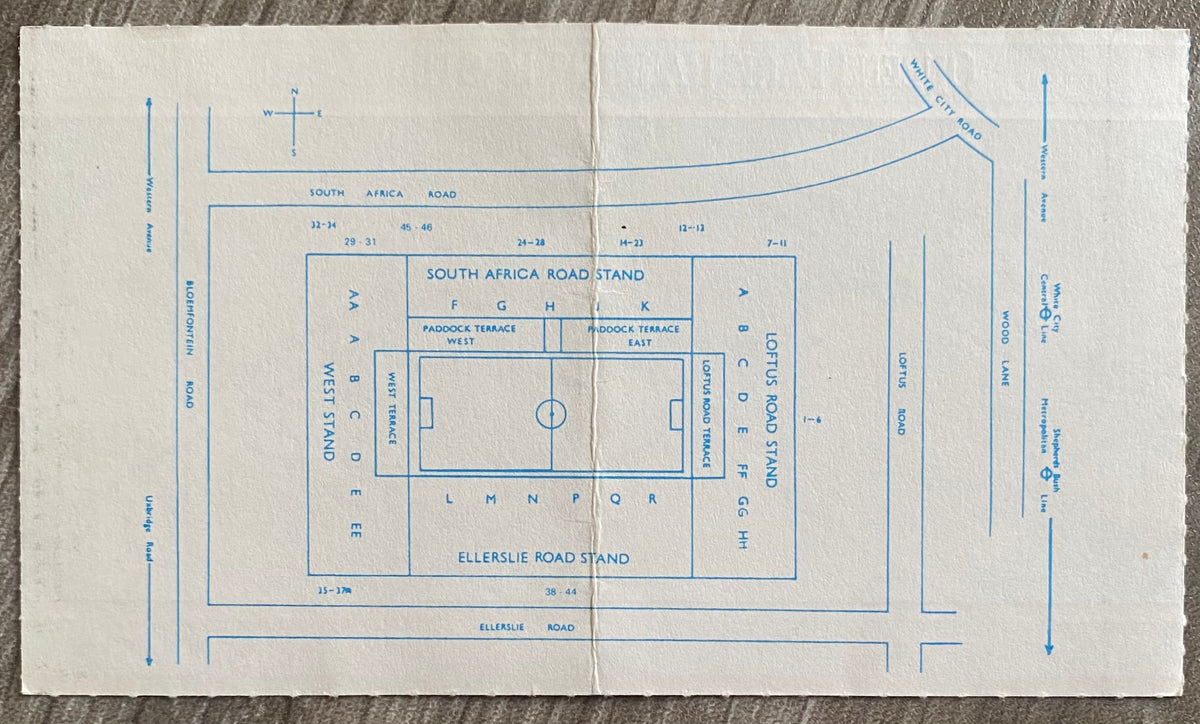 1989/90 ORIGINAL DIVISION ONE TICKET QUEENS PARK RANGERS V TOTTENHAM HOTSPUR
