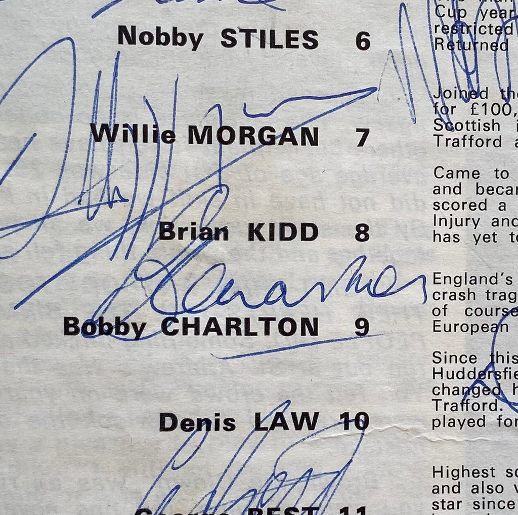 1968/69 ORIGINAL FA CUP 5TH ROUND PROGRAMME AND TICKET  BIRMINGHAM CITY V MANCHESTER UNITED (SIGNED BY BEST, LAW & CHARLTON)