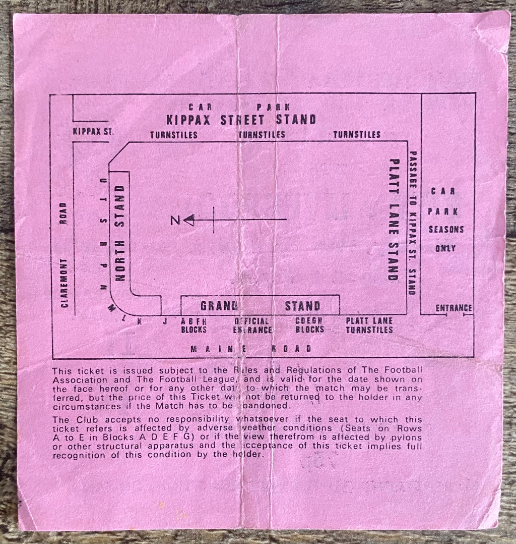 1975/76 ORIGINAL DIVISION ONE TICKET MANCHESTER CITY V LIVERPOOL