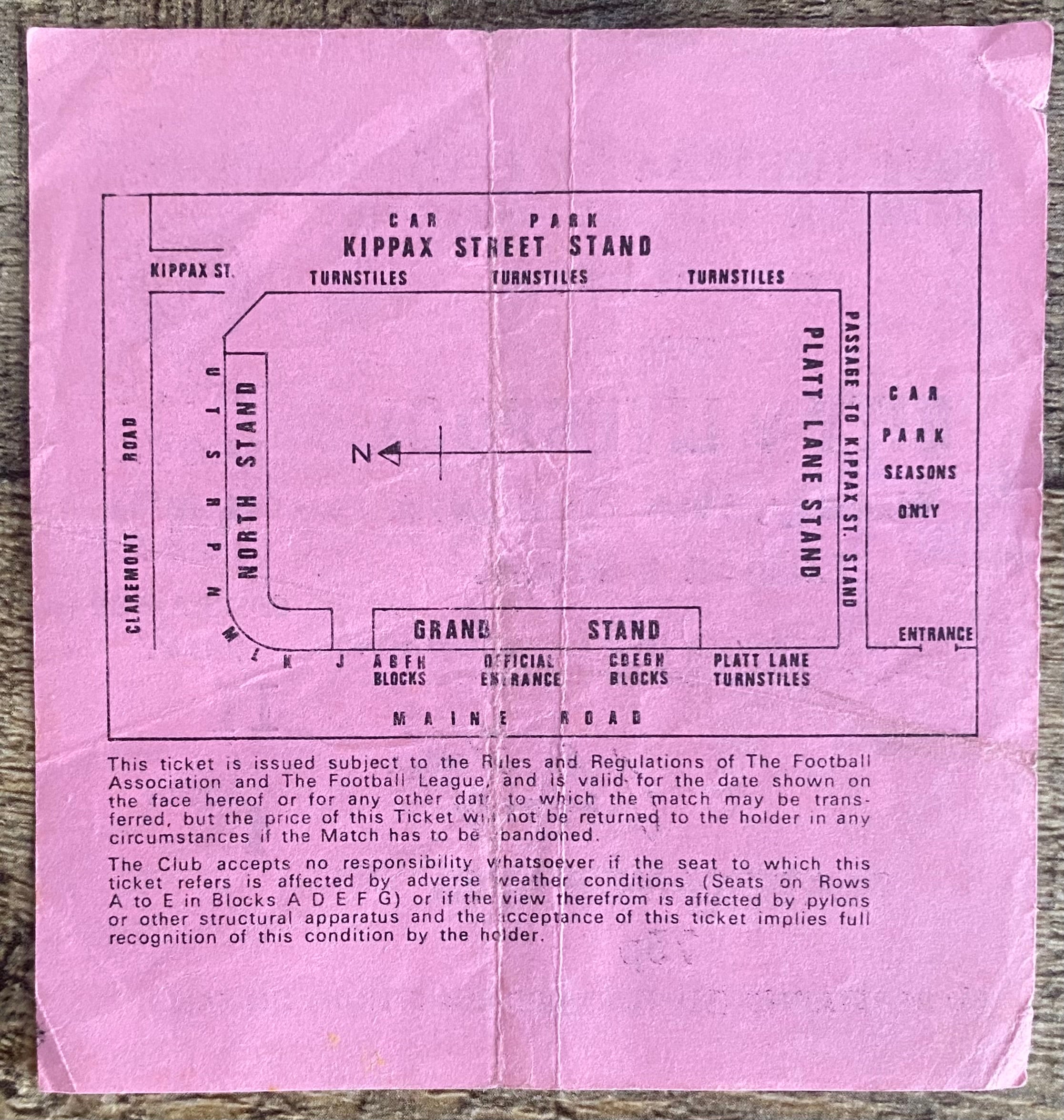 1975/76 ORIGINAL DIVISION ONE TICKET MANCHESTER CITY V LIVERPOOL