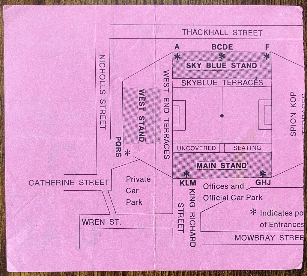 1976/77 ORIGINAL DIVISION 1 TICKET COVENTRY CITY V MANCHESTER CITY