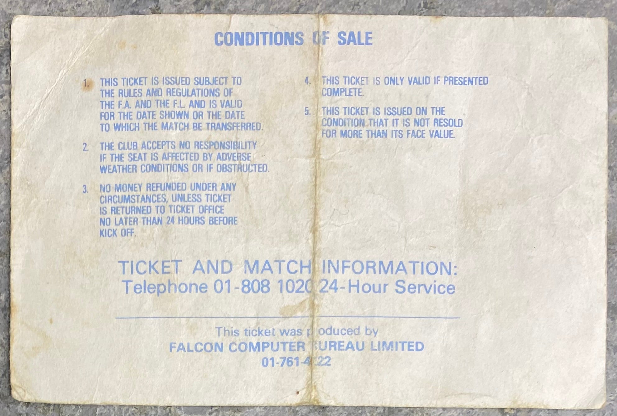1980/81 ORIGINAL FA CUP 6TH ROUND TICKET TOTTENHAM HOTSPUR V EXETER CITY