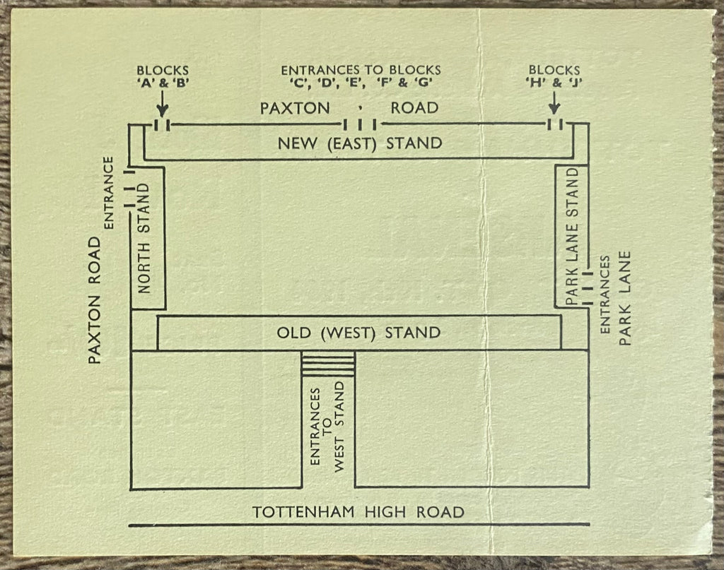 1964/65 ORIGINAL DIVISION ONE TICKET TOTTENHAM HOTSPUR V ARSENAL