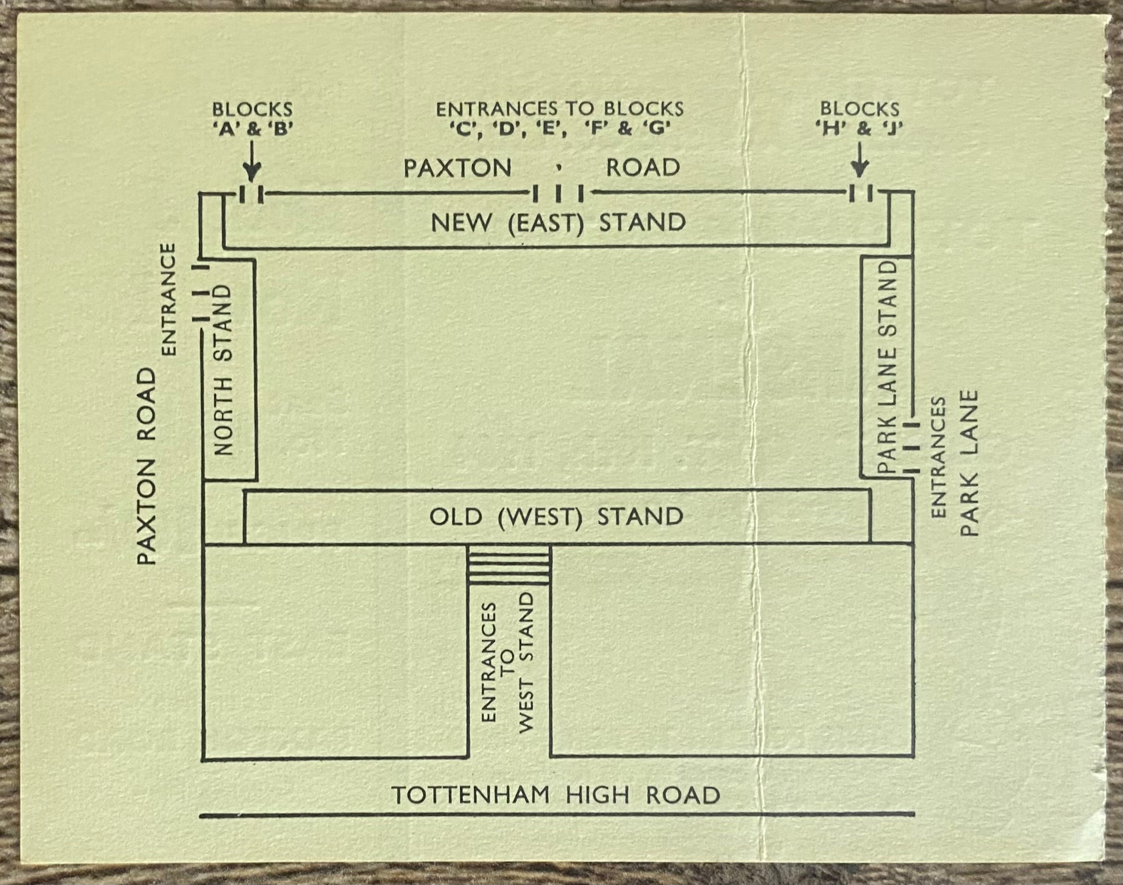 1964/65 ORIGINAL DIVISION ONE TICKET TOTTENHAM HOTSPUR V ARSENAL