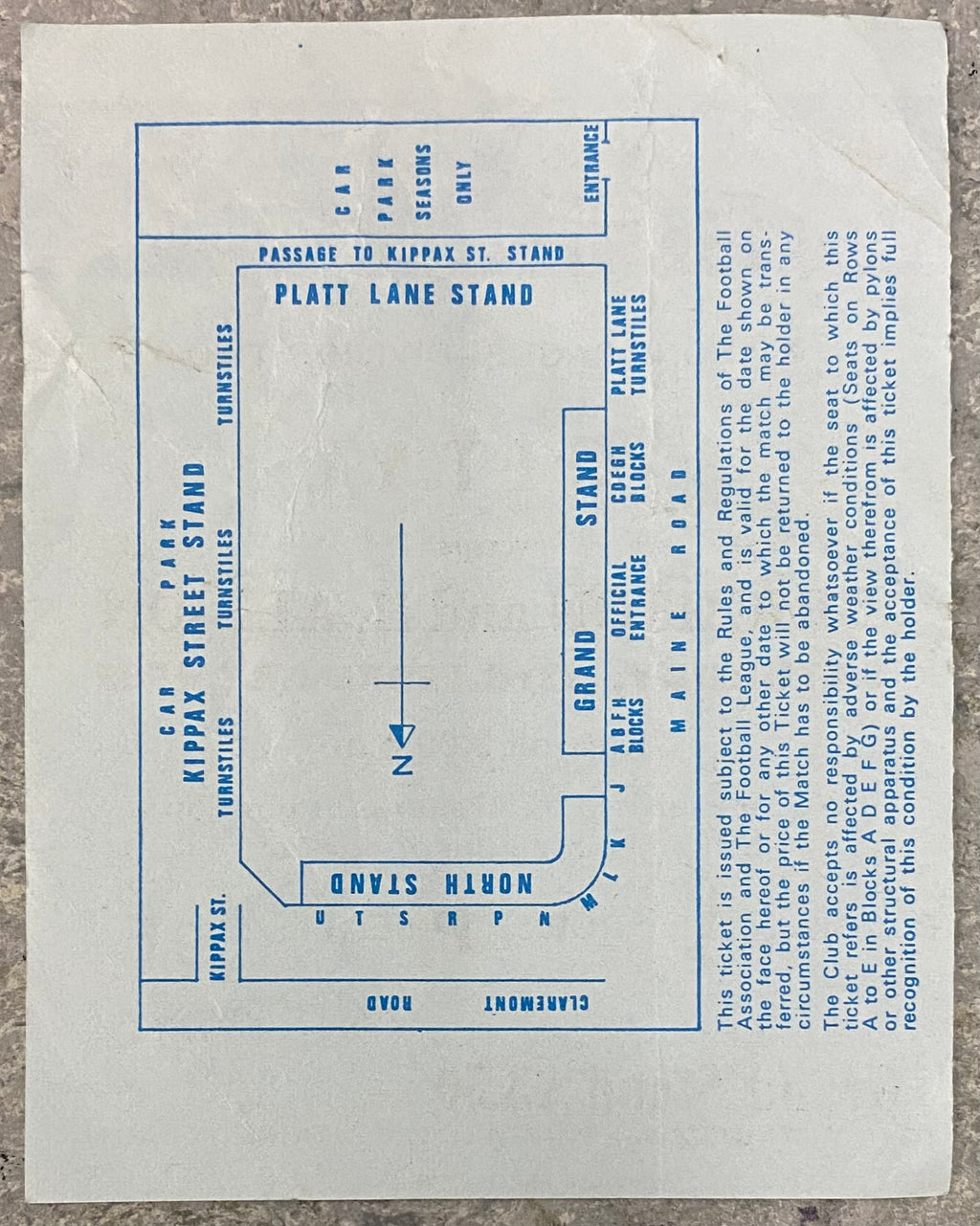 1984/85 ORIGINAL DIVISION 2 TICKET MANCHESTER CITY V BRIGHTON AND HOVE ALBION