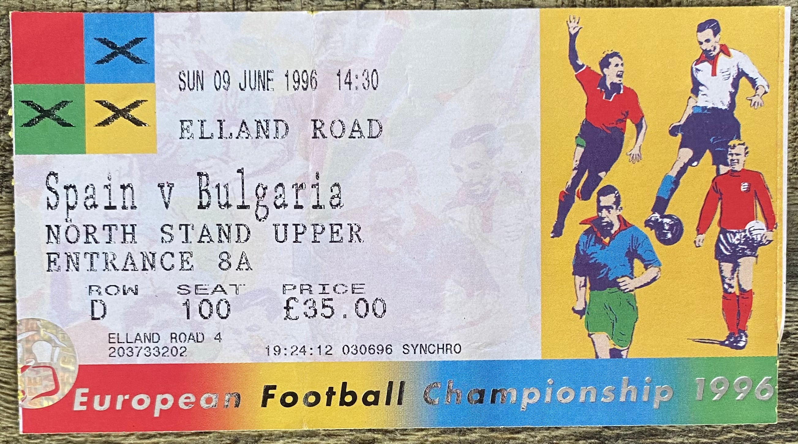 1996 ORIGINAL EUROPEAN CHAMPIONSHIPS EURO 96 TICKET SPAIN V BULGARIA @ ELLAND RD