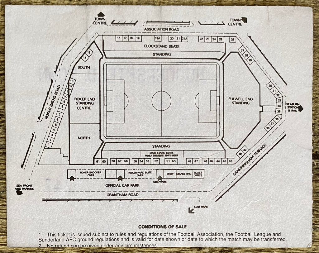 1995/96 ORIGINAL DIVISION ONE TICKET SUNDERLAND v HUDDERSFIELD TOWN