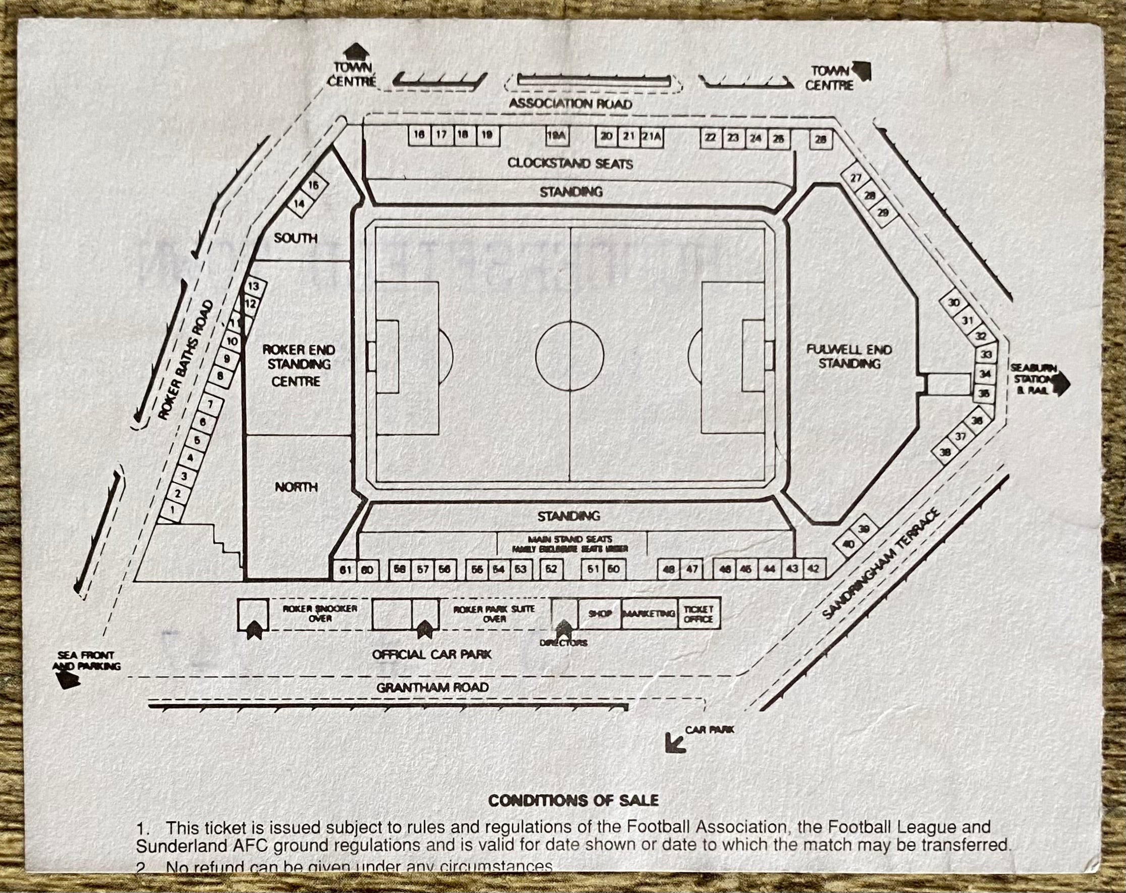 1995/96 ORIGINAL DIVISION ONE TICKET SUNDERLAND v HUDDERSFIELD TOWN
