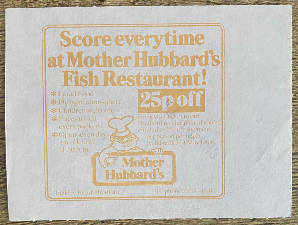 1982/83 ORIGINAL DIVISION 3 TICKET BRADFORD CITY V EXETER CITY