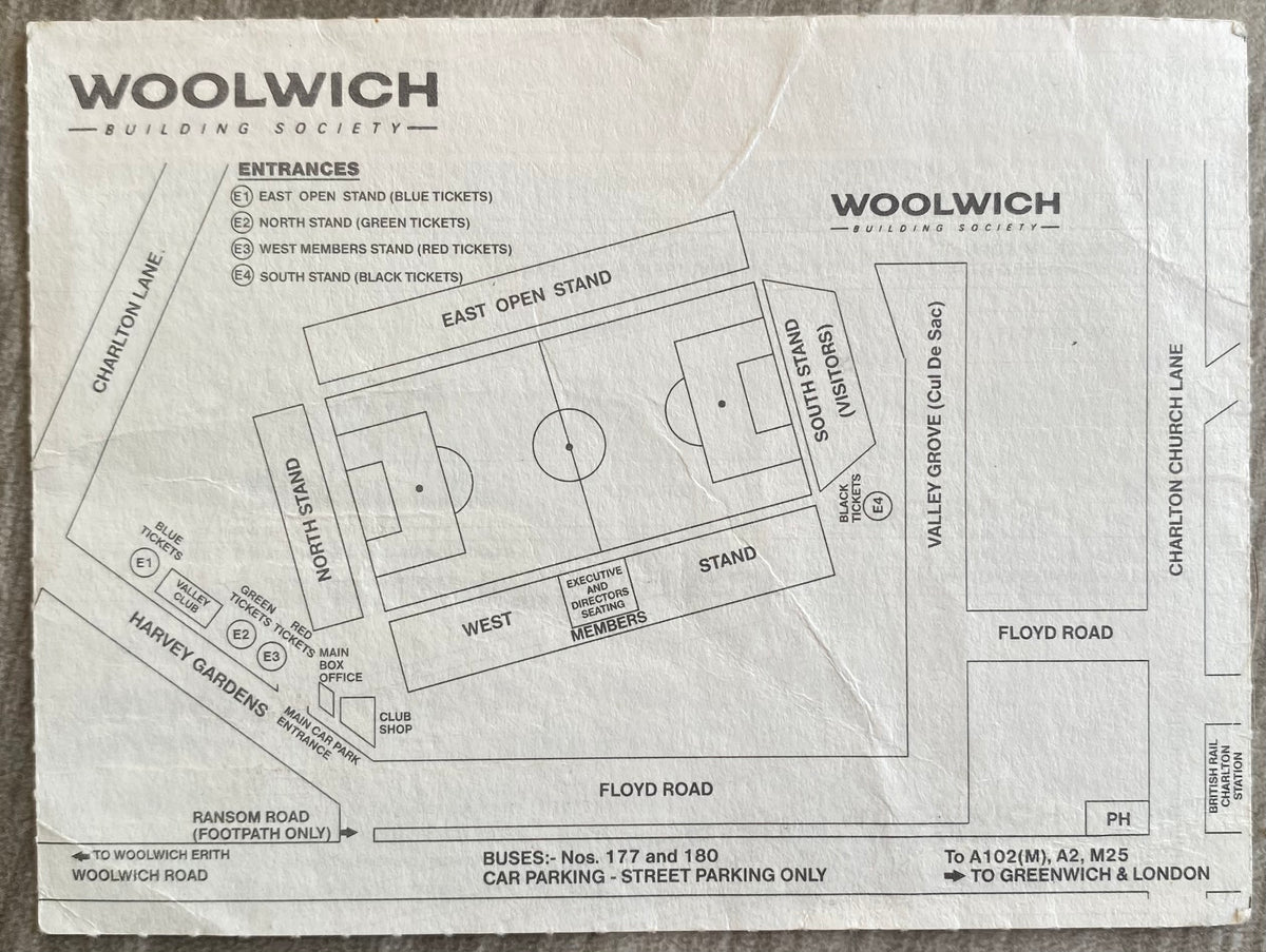 1992/93 ORIGINAL DIVISION 1 TICKET CHARLTON ATHLETIC V BIRMINGHAM CITY