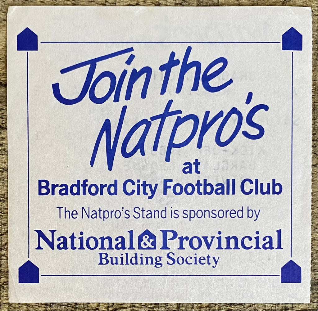 1987/88 ORIGINAL DIVISION 2 TICKET BRADFORD CITY V READING