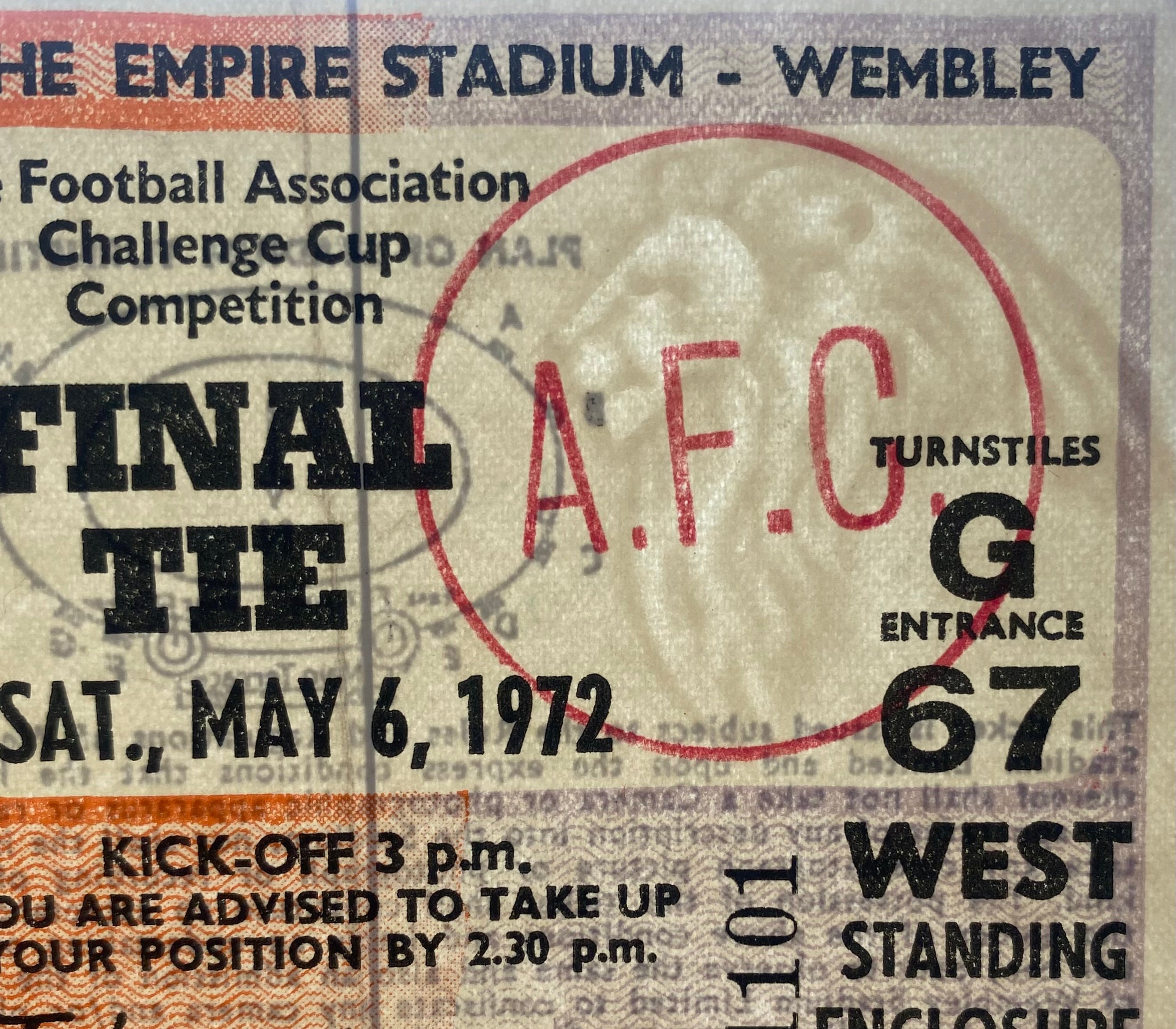 1972 ORIGINAL FA CUP FINAL TICKET ARSENAL V LEEDS UNITED