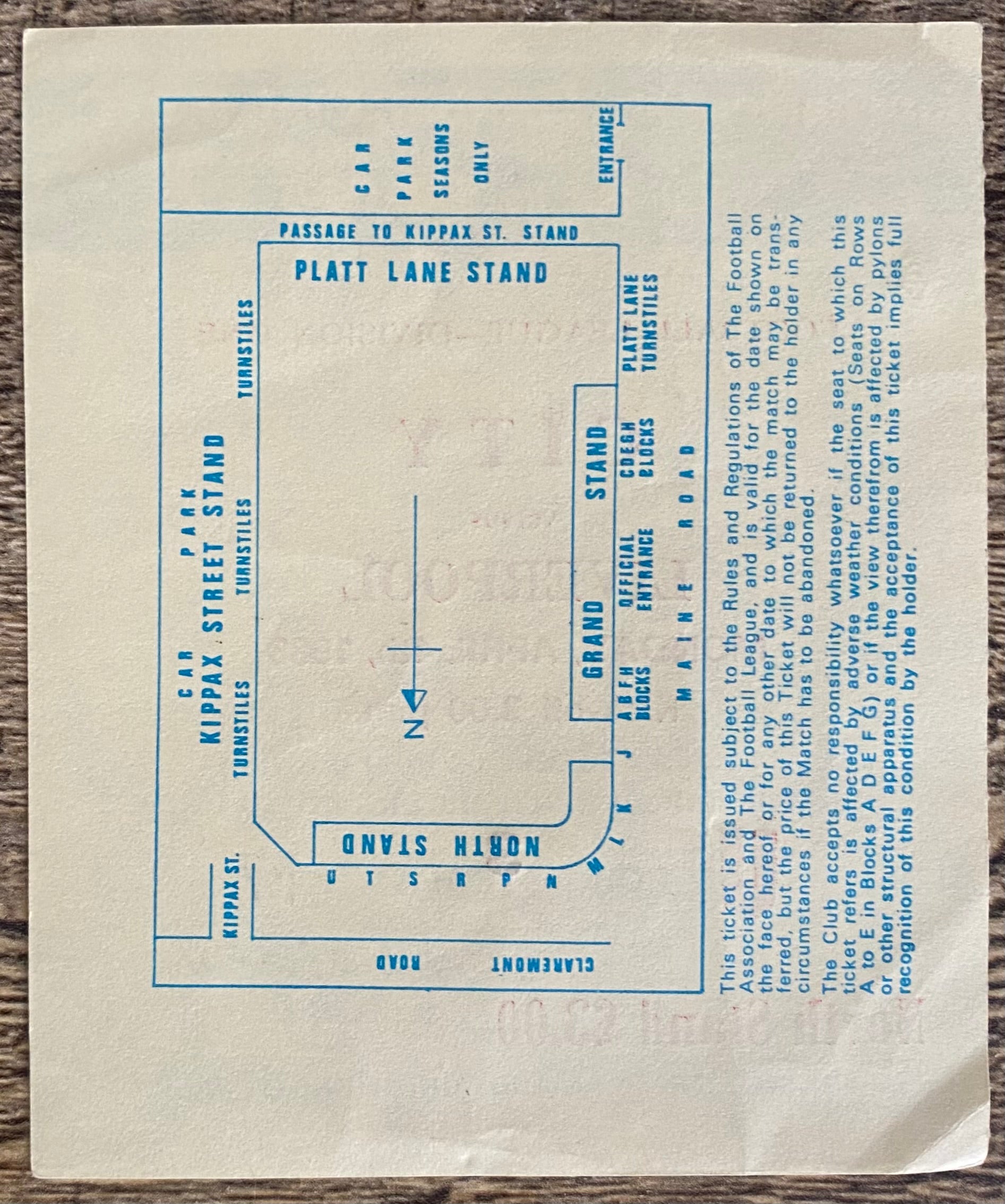 1982/83 ORIGINAL DIVISION ONE TICKET MANCHESTER CITY V LIVERPOOL