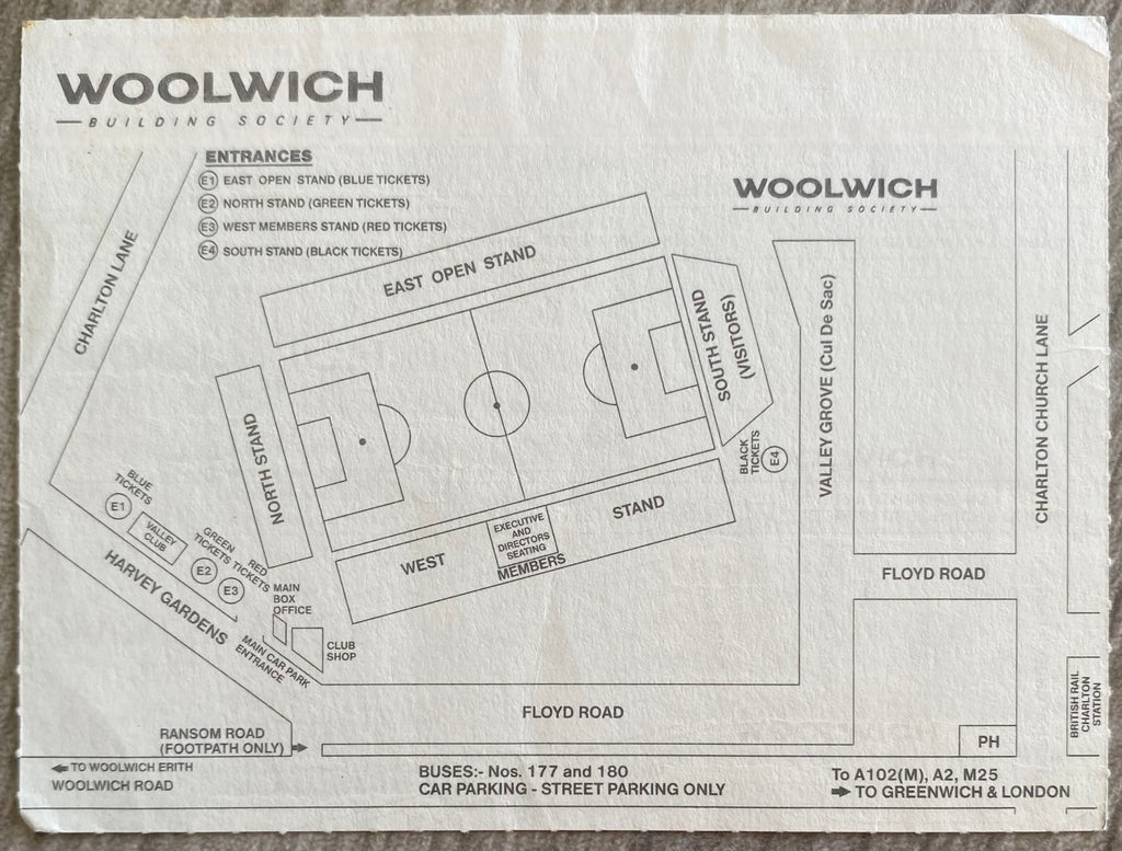 1992/93 ORIGINAL ANGLO ITALIAN CUP TICKET CHARLTON ATHLETIC V PORTSMOUTH