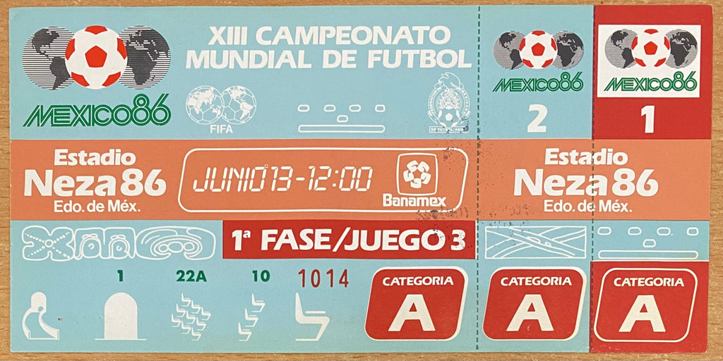1986 ORIGINAL WORLD CUP 1ST ROUND UNUSED TICKET SCOTLAND V URUGUAY @ Nezahualcóyotl