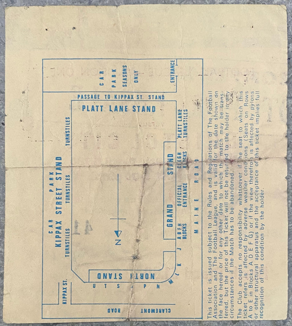 1979/80 ORIGINAL DIVISION 1 TICKET MANCHESTER CITY V BRISTOL CITY