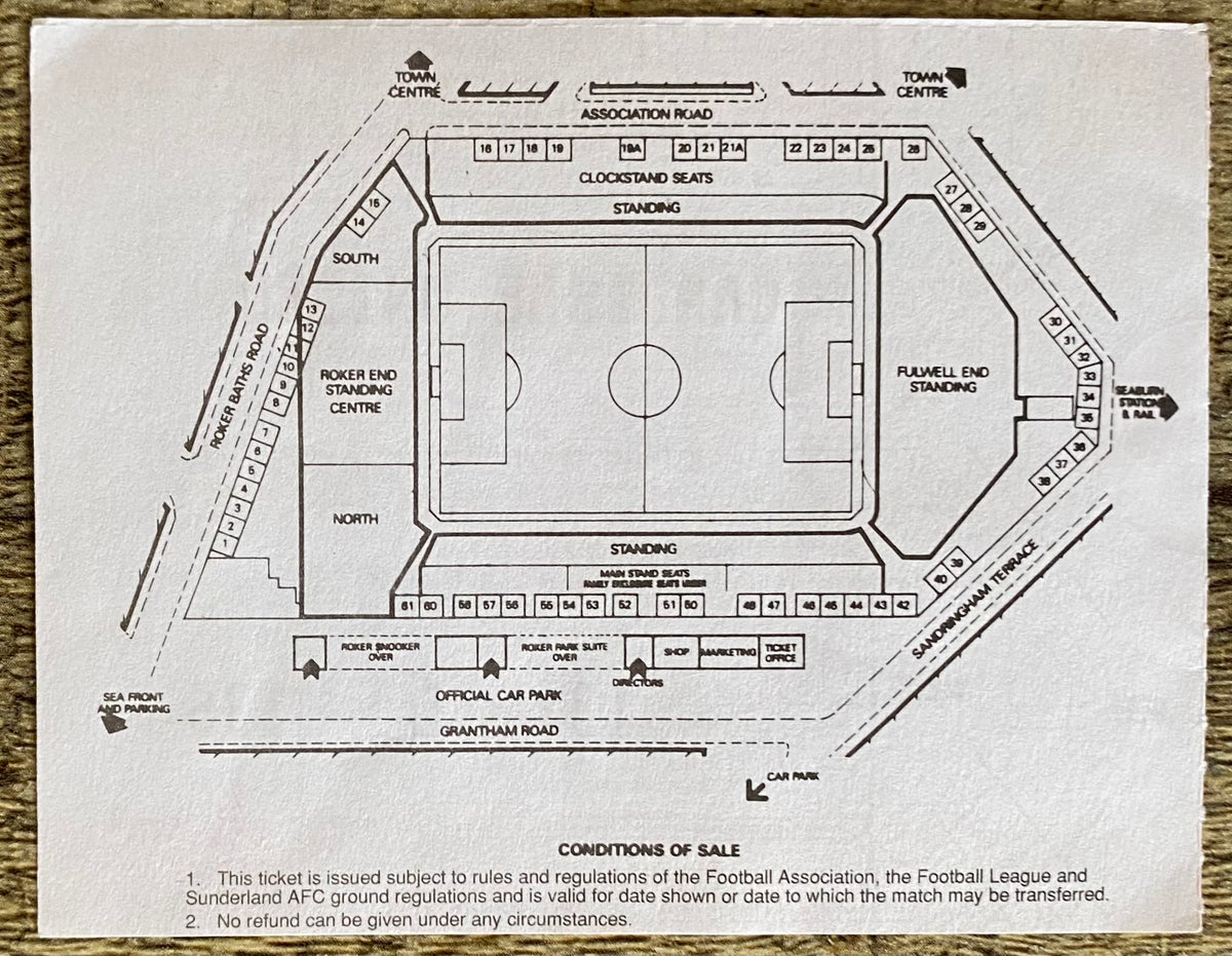1994/95 ORIGINAL FA CUP 3RD ROUND TICKET SUNDERLAND v CARLISLE UNITED