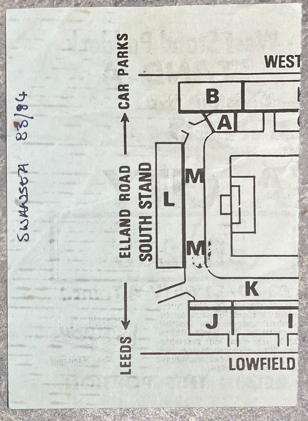 1983/84 ORIGINAL DIVISION TWO TICKET LEEDS UNITED V SWANSEA CITY