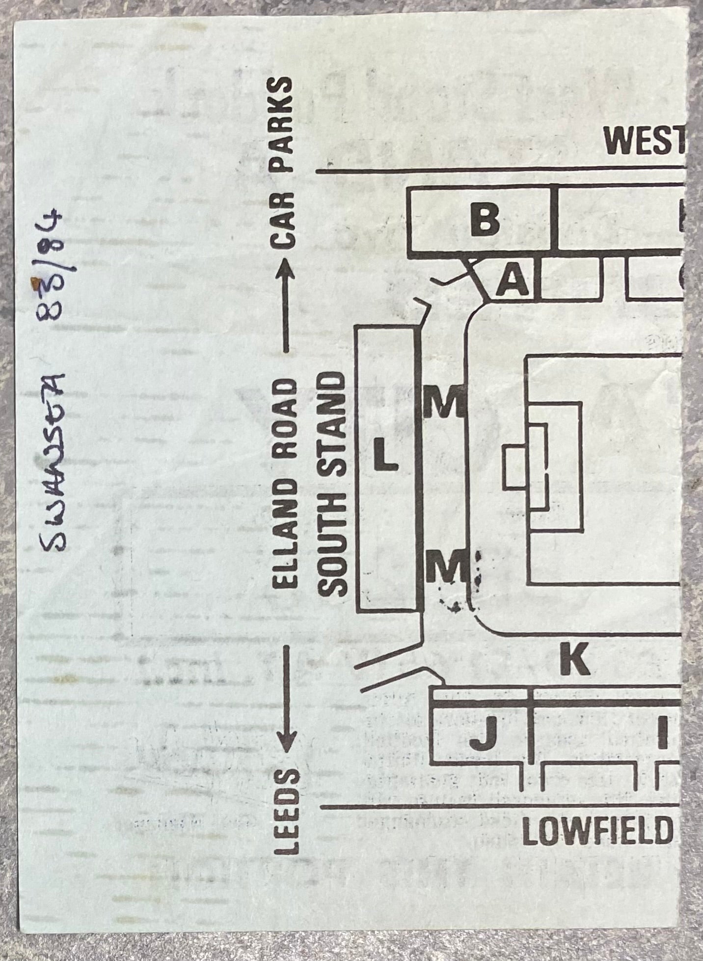 1983/84 ORIGINAL DIVISION TWO TICKET LEEDS UNITED V SWANSEA CITY