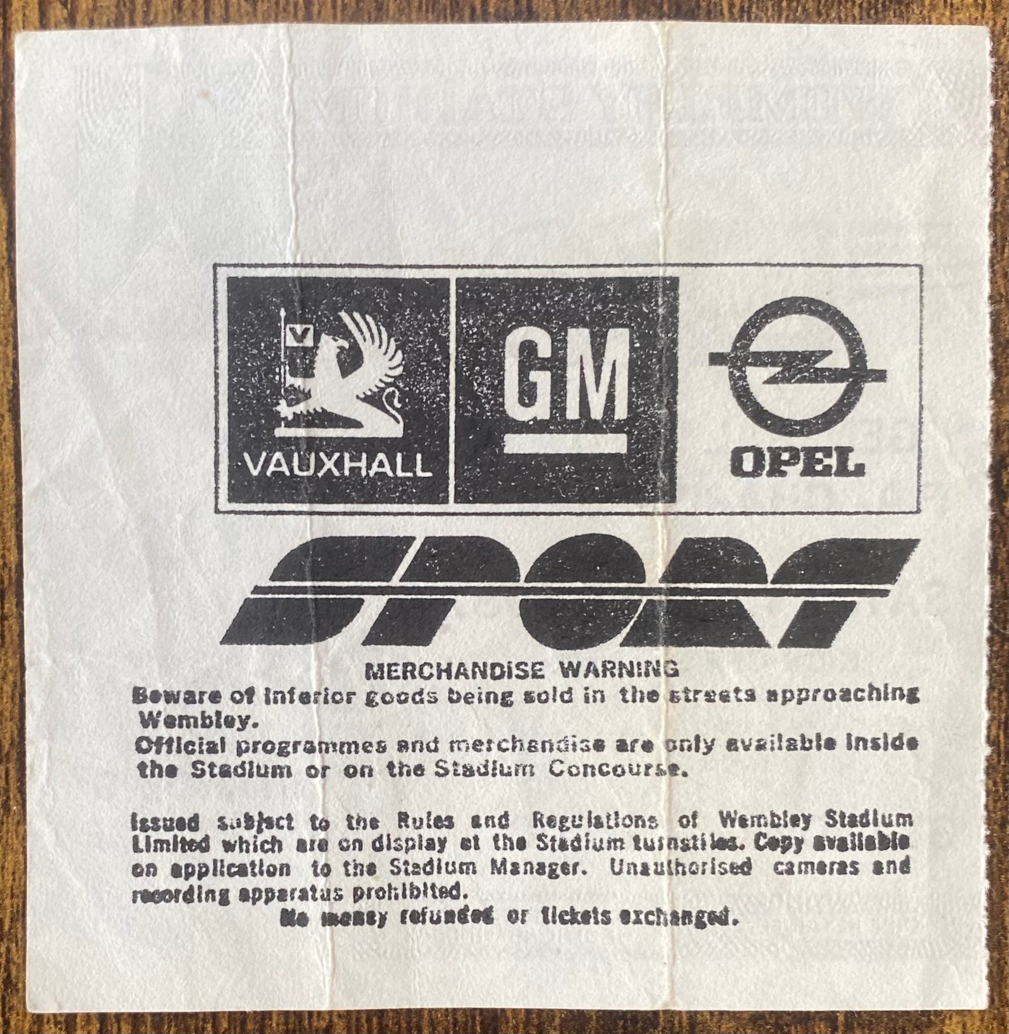 1987 ORIGINAL CHARITY SHIELD TICKET COVENTRY CITY V EVERTON