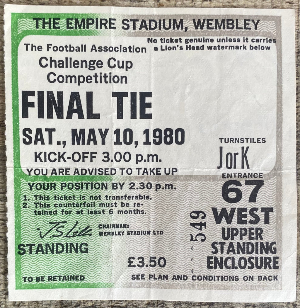 1980 ORIGINAL FA CUP FINAL TICKET WEST HAM UNITED V ARSENAL