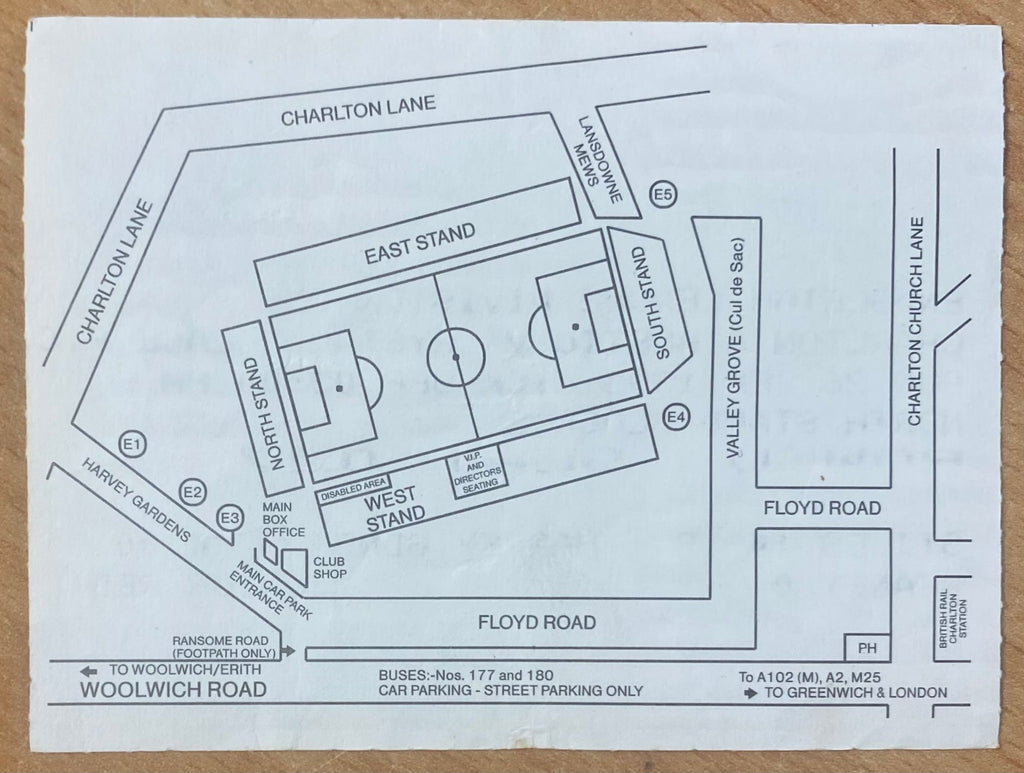 1993/94 ORIGINAL DIVISION 1 TICKET CHARLTON ATHLETIC V WOLVERHAMPTON WANDERERS