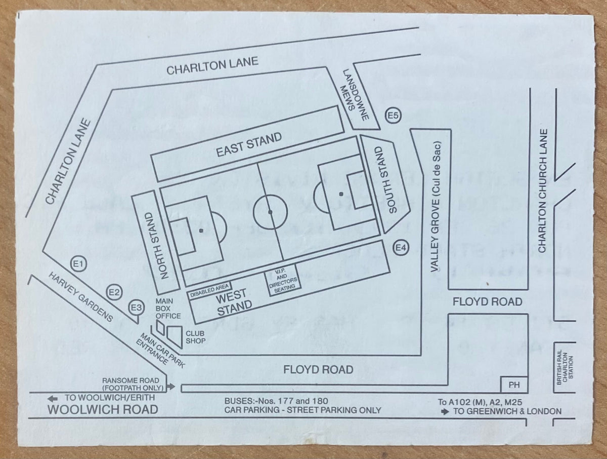 1993/94 ORIGINAL DIVISION 1 TICKET CHARLTON ATHLETIC V WOLVERHAMPTON WANDERERS