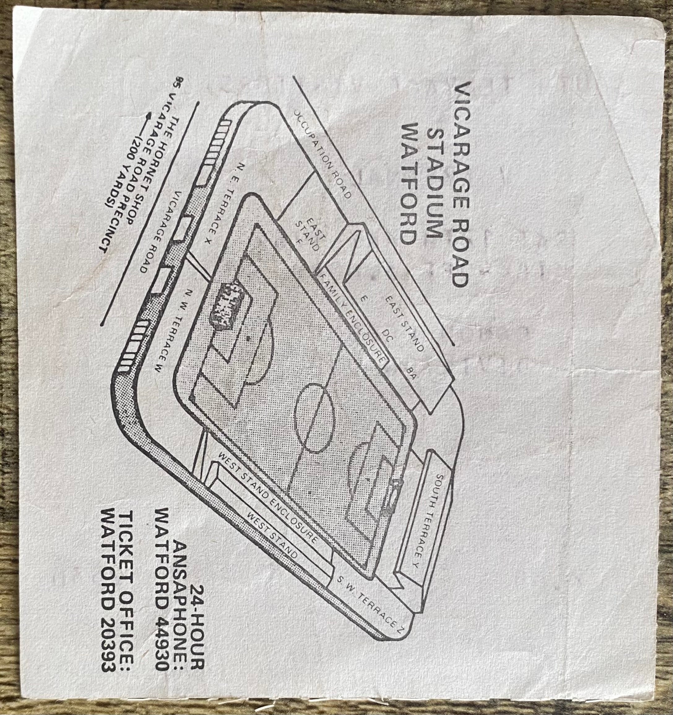 1983/84 ORIGINAL DIVISION ONE TICKET WATFORD V ARSENAL