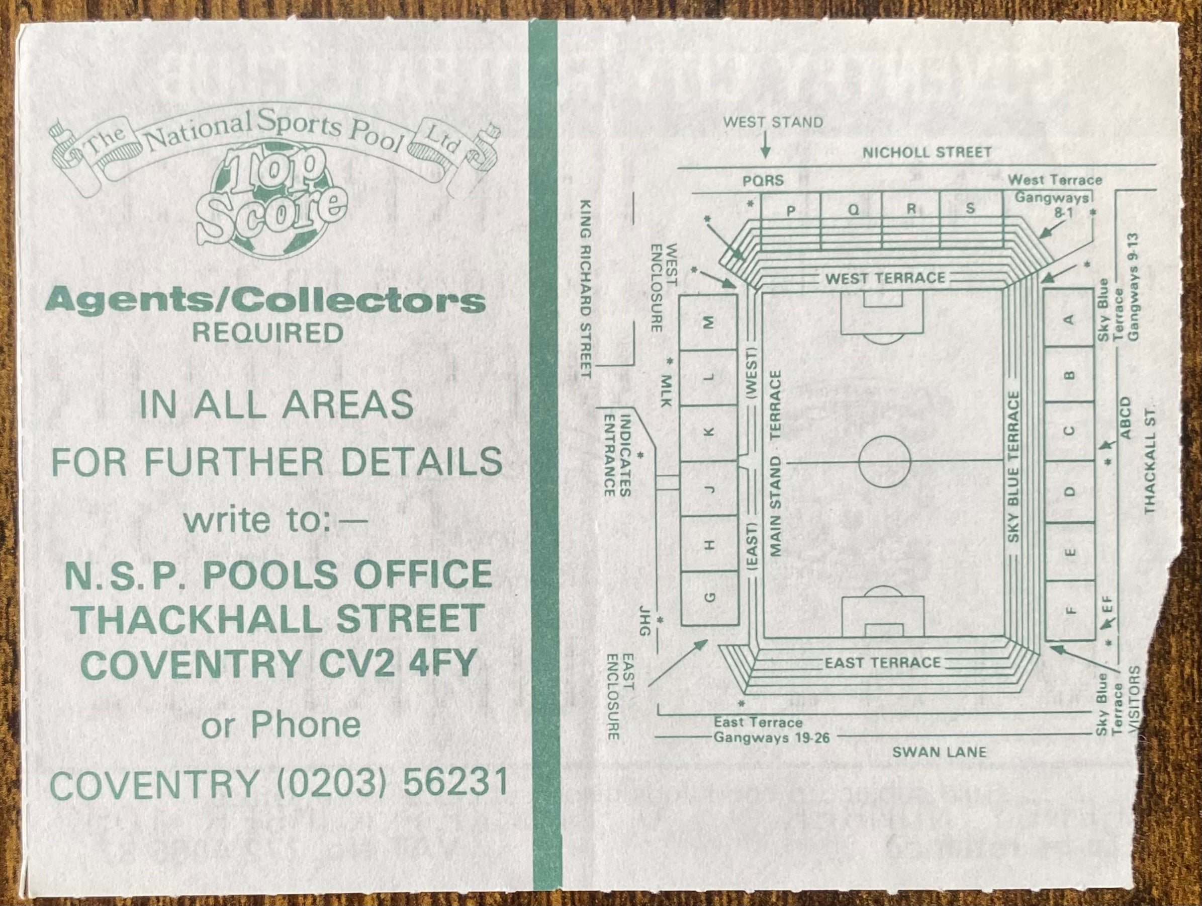 1985/86 ORIGINAL DIVISION 1 TICKET COVENTRY CITY V TOTTENHAM HOTSPUR