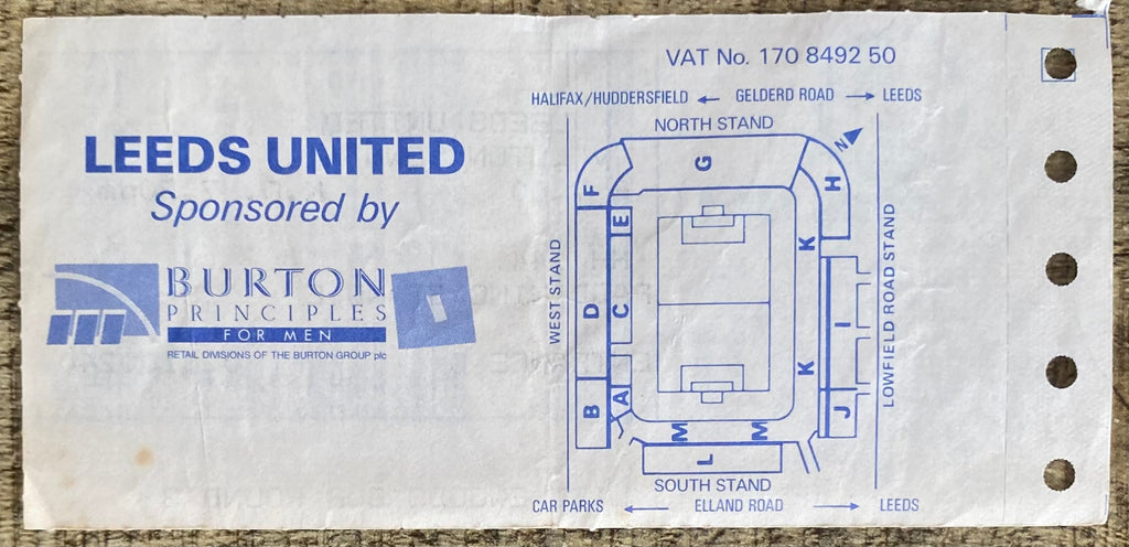 1988/89 ORIGINAL LITTLEWOODS CUP 3RD ROUND TICKET LEEDS UNITED V LUTON TOWN