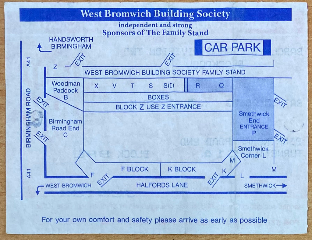 1992/93 ORIGINAL DIVISION 2 TICKET WEST BROMWICH ALBION V BLACKPOOL