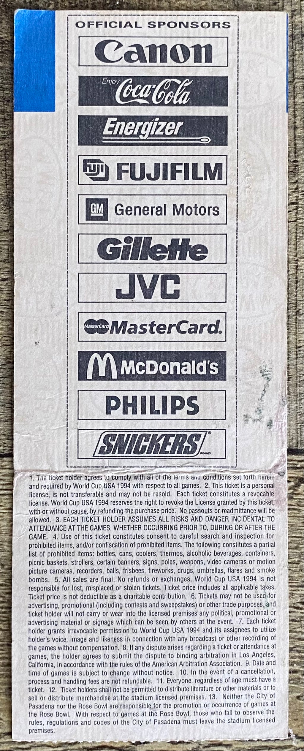 1994 ORIGINAL WORLD CUP TICKET SAUDI ARABIA V SWEDEN @ DALLAS