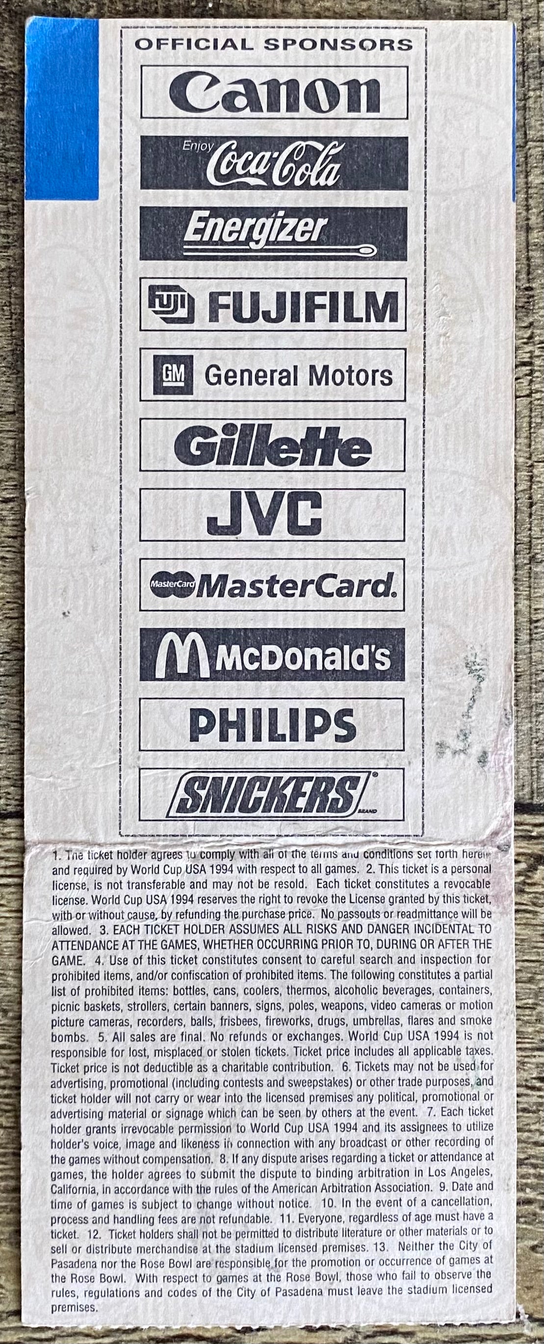 1994 ORIGINAL WORLD CUP TICKET SAUDI ARABIA V SWEDEN @ DALLAS