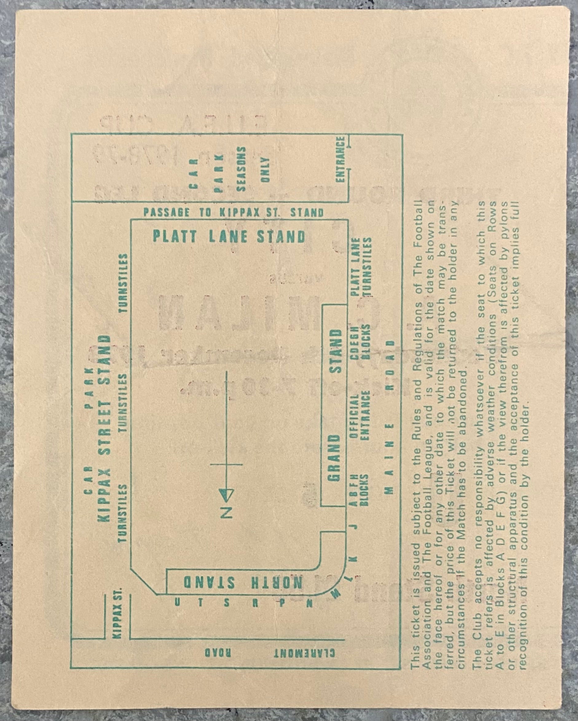1978/79 ORIGINAL UEFA CUP 3RD ROUND 2ND LEG TICKET MANCHESTER CITY V AC MILAN