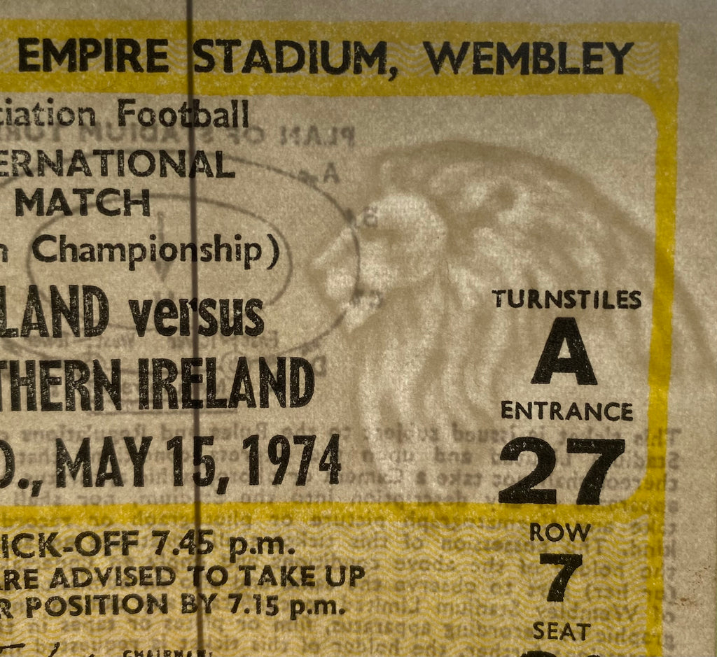 1974 ORIGINAL BRITISH HOME INTERNATIONAL CHAMPIONSHIPS TICKET ENGLAND V NORTHERN IRELAND