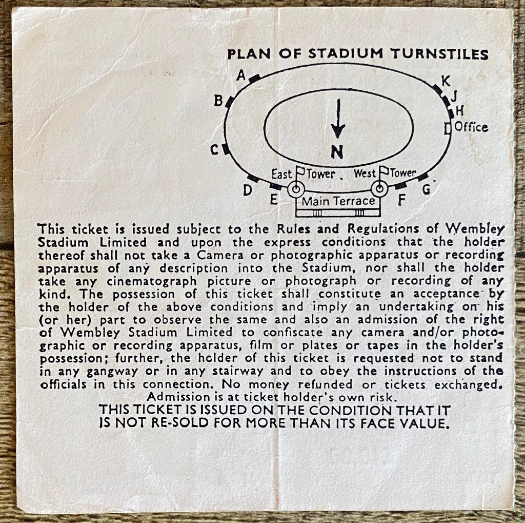 1977 ORIGINAL WORLD CUP QUALIFYING TICKET ENGLAND V ITALY