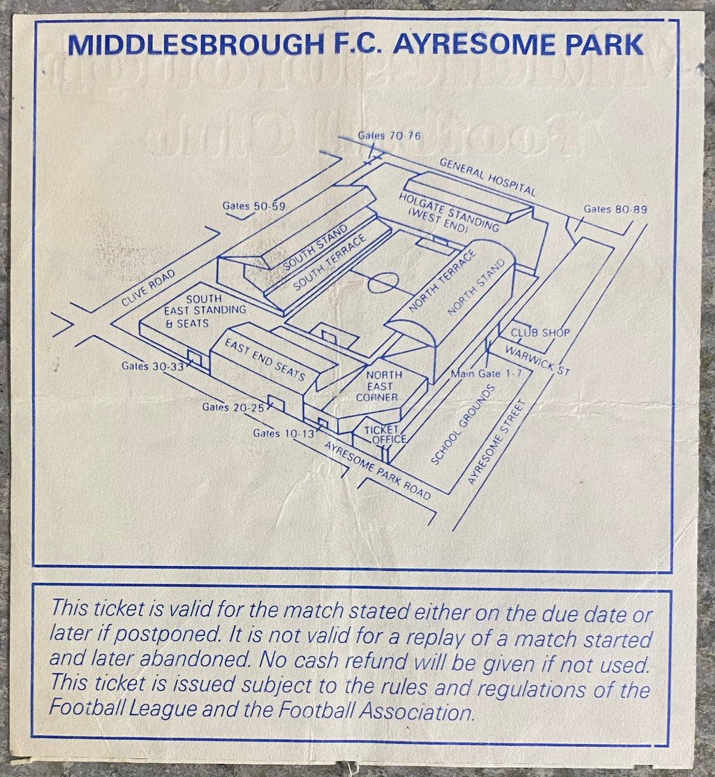 1992/93 ORIGINAL PREMIER LEAGUE TICKET MIDDLESBROUGH V NOTTINGHAM FOREST