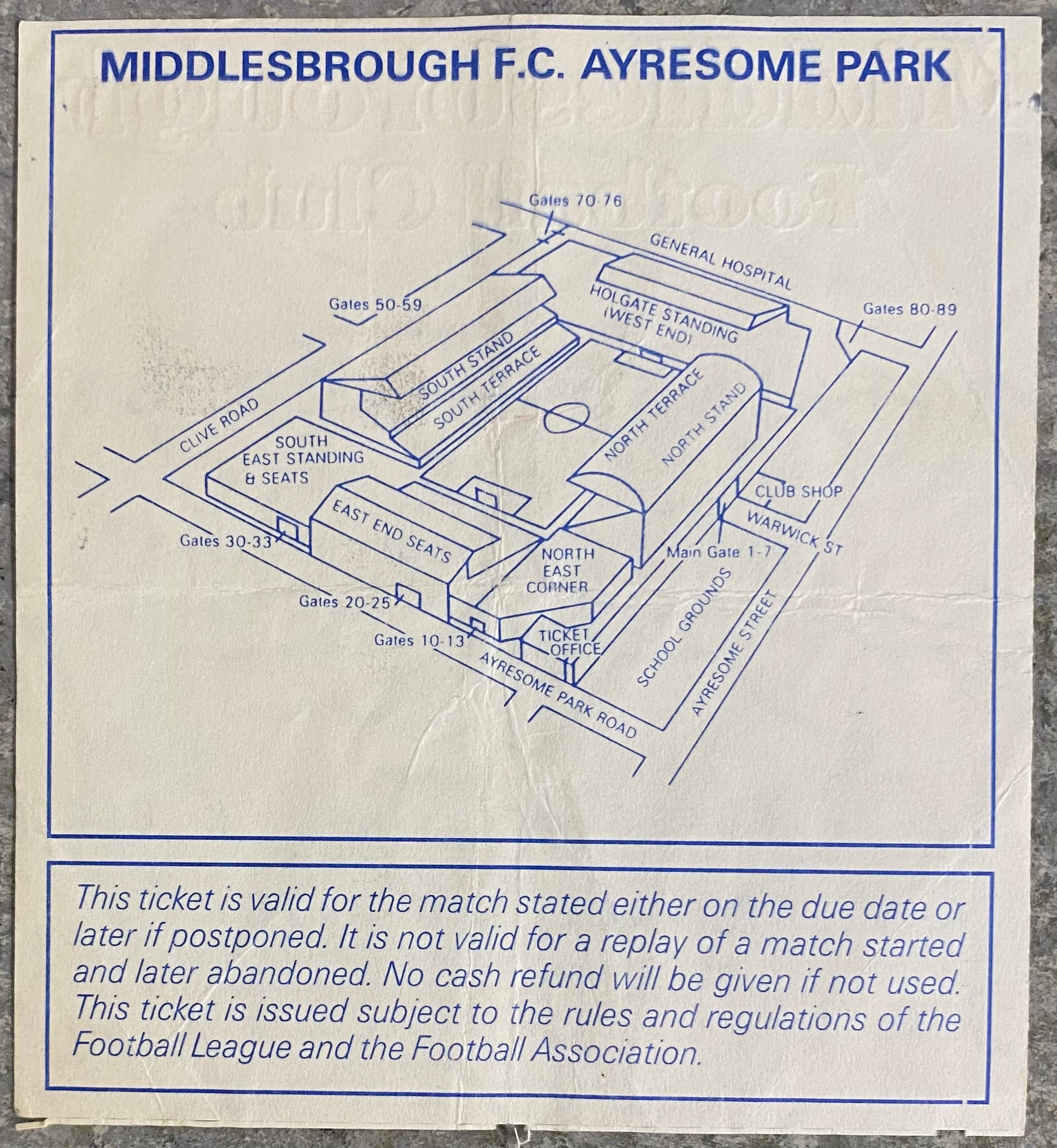 1992/93 ORIGINAL PREMIER LEAGUE TICKET MIDDLESBROUGH V NOTTINGHAM FOREST