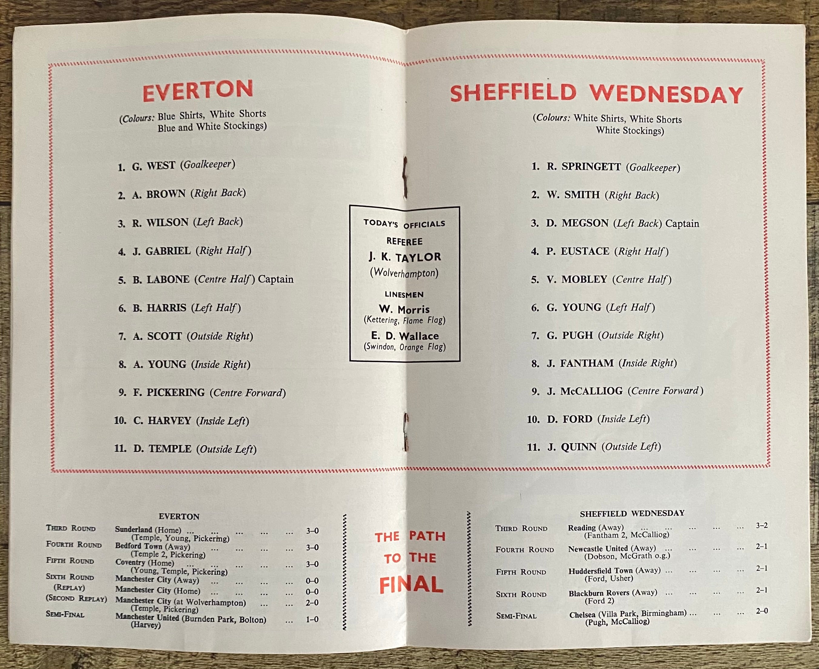 1966 ORIGINAL FA CUP FINAL PROGRAMME EVERTON V SHEFFIELD WEDNESDAY