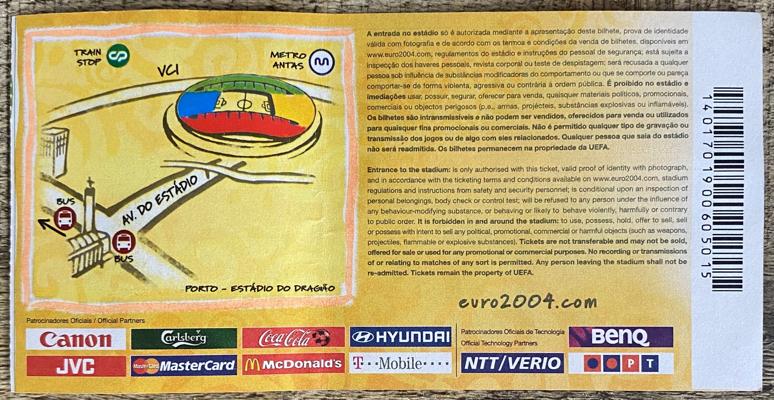 2004 ORIGINAL EUROPEAN CHAMPIONSHIPS TICKET ITALY V SWEDEN  @ PORTO
