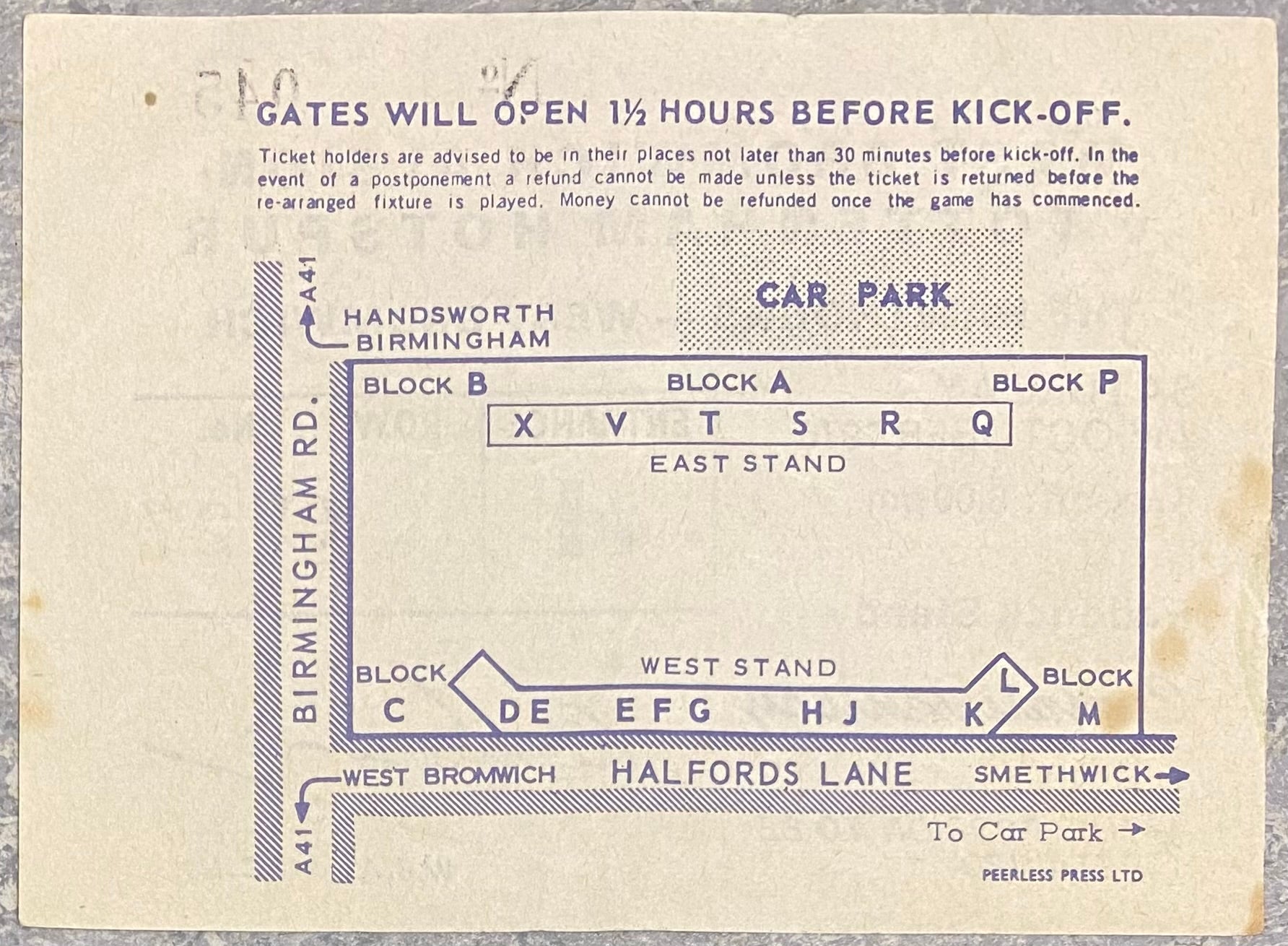 1976/77 ORIGINAL DIVISION ONE TICKET WEST BROMWICH ALBION V TOTTENHAM HOTSPUR
