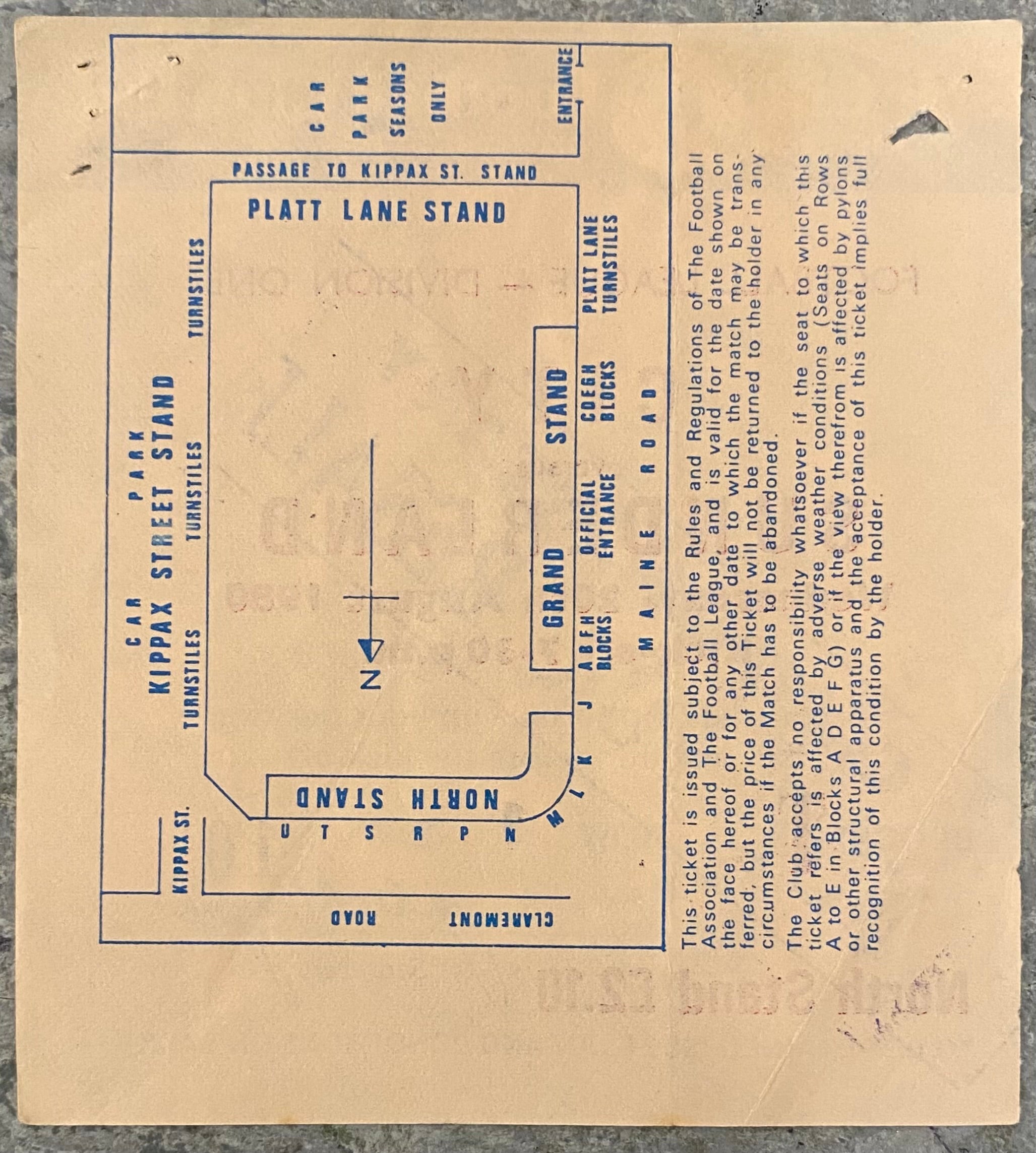 1980/81 ORIGINAL DIVISION 1 TICKET MANCHESTER CITY V SUNDERLAND