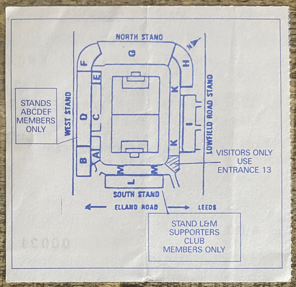 1989/90 ORIGINAL DIVISION TWO TICKET LEEDS UNITED V WOLVERHAMPTON WANDERERS