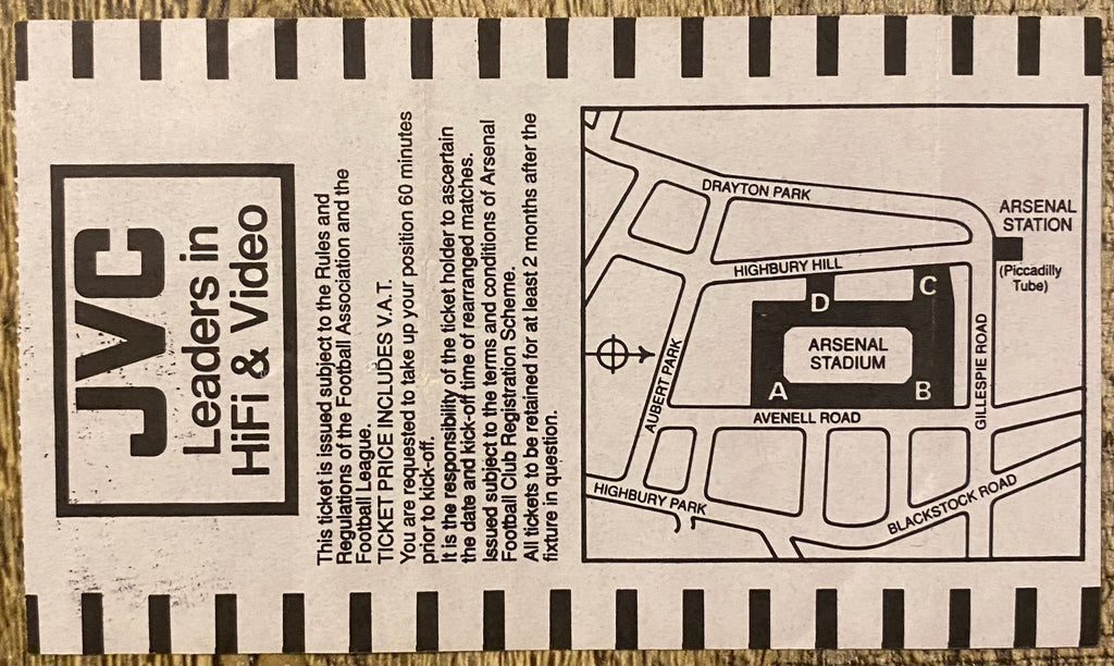 1992/93  ORIGINAL FA CUP 4TH ROUND TICKET ARSENAL V LEEDS UNITED