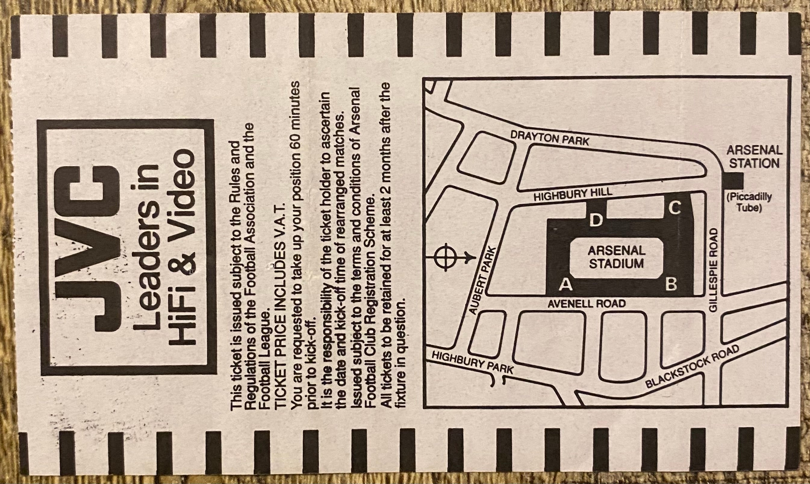 1992/93  ORIGINAL FA CUP 4TH ROUND TICKET ARSENAL V LEEDS UNITED