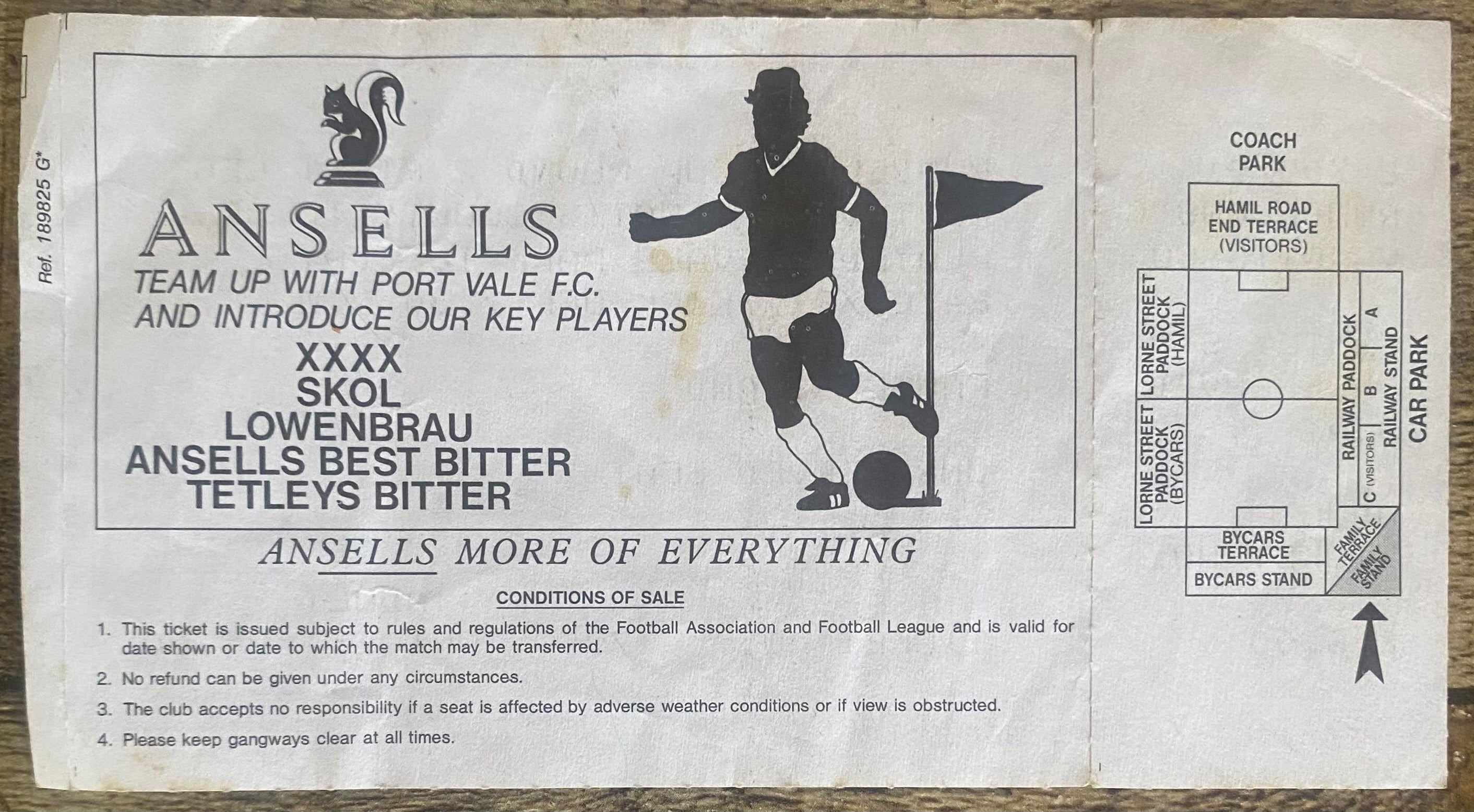 1991/92 ORIGINAL RUMBELOWS CUP 2ND ROUND 1ST LEG UNUSED TICKET PORT VALE V NOTTS COUNTY