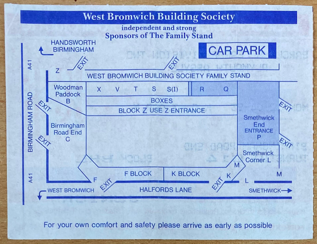 1992/93 ORIGINAL DIVISION 2 TICKET WEST BROMWICH ALBION V PLYMOUTH ARGYLE